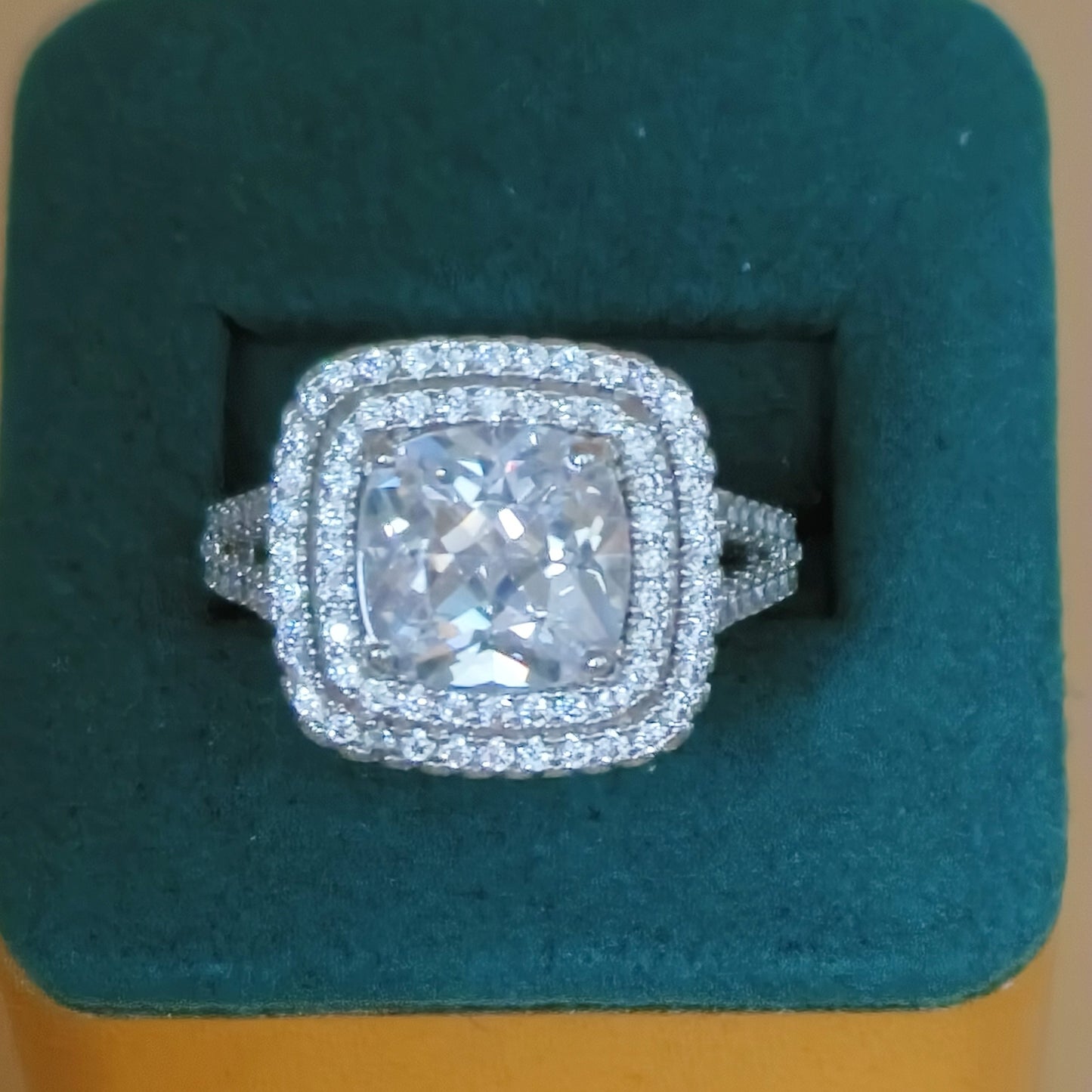 Plated Cushion Cut Engagement Ring