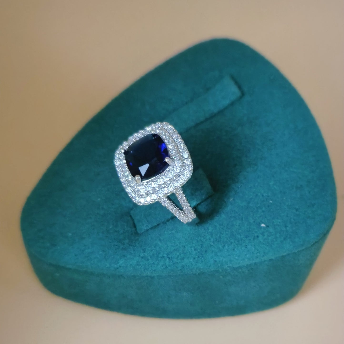 Blue Sapphire Cubic Zirconia Ring