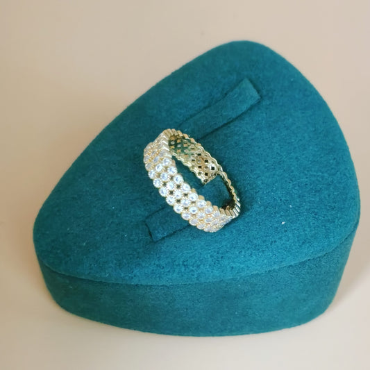 Cubic Zirconia Paved Double Layer Ring