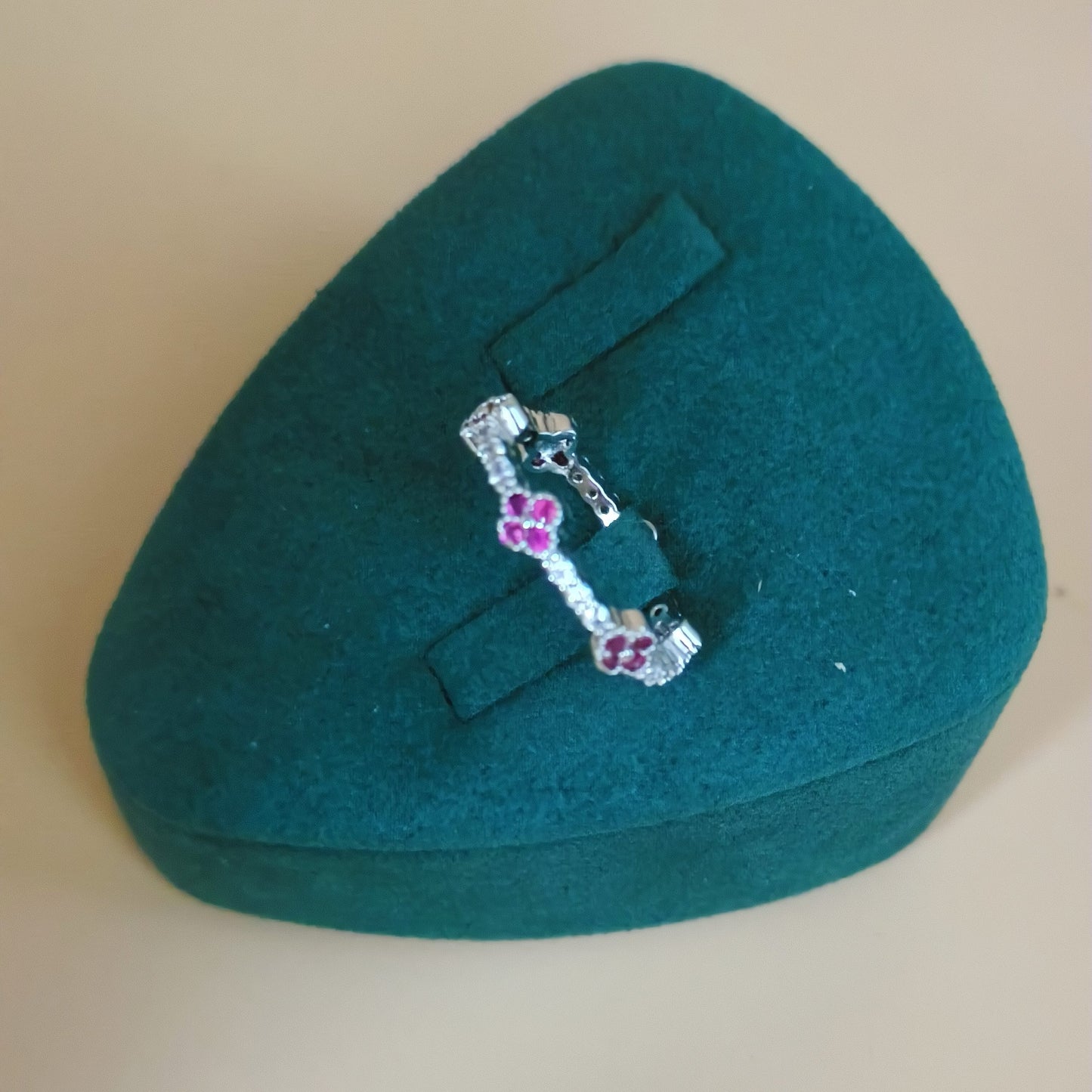 Cubic Zirconia Pink Stone Flower Ring