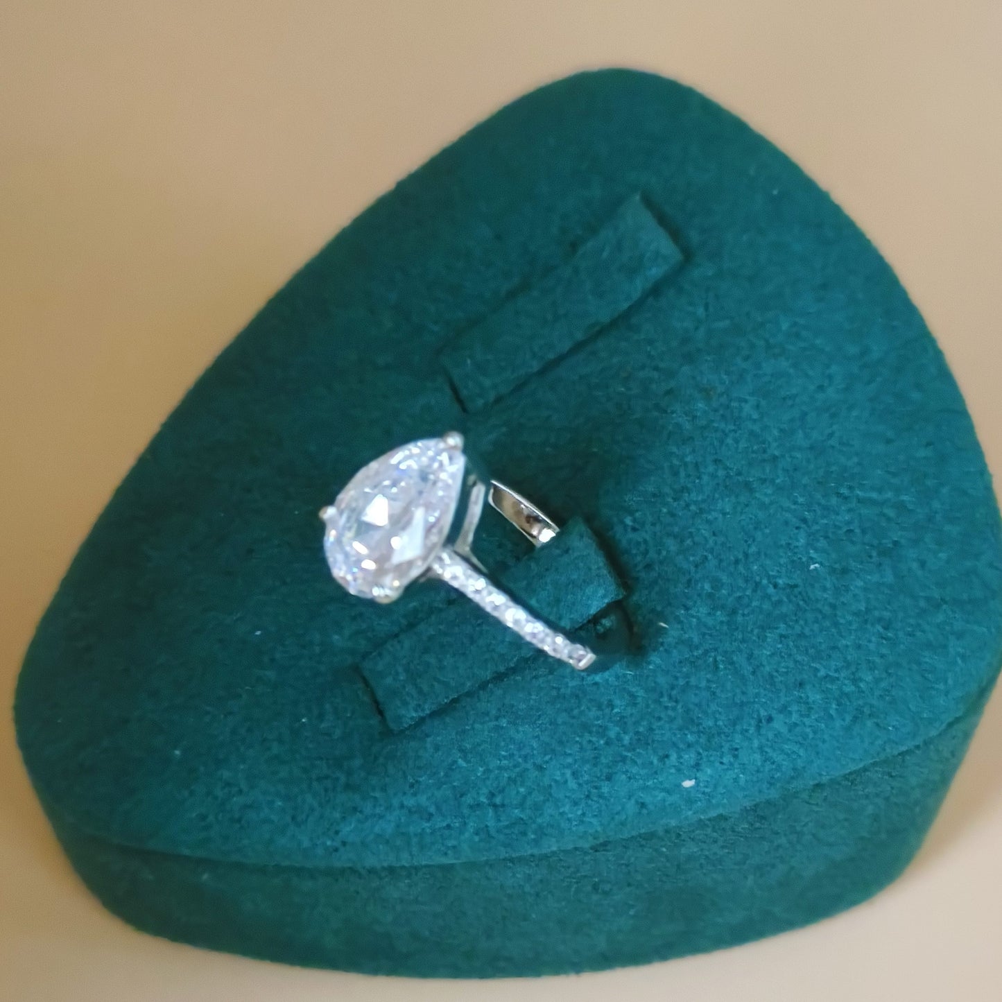 Cubic Zirconia Pear Shape Engagement Ring