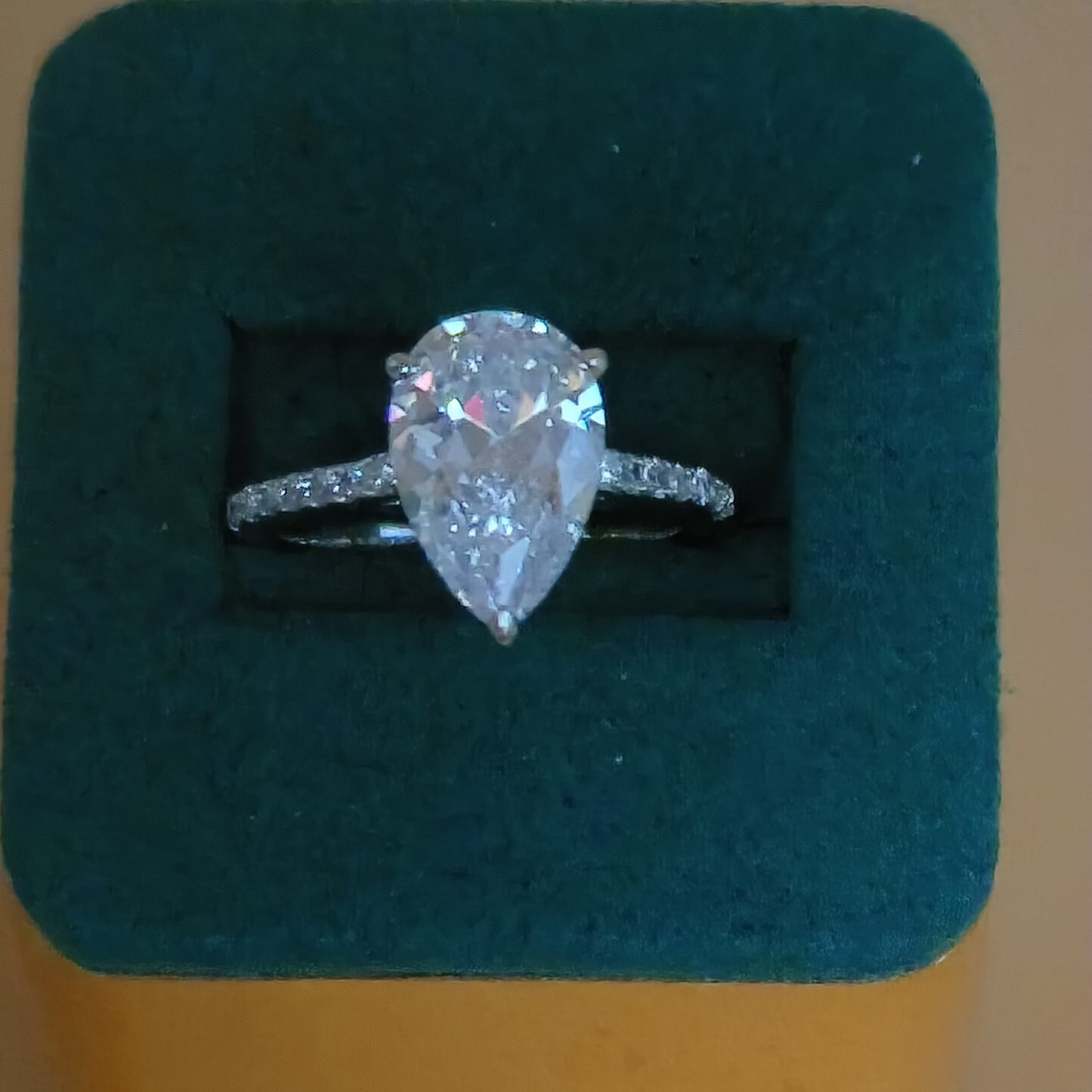 Cubic Zirconia Pear Shape Engagement Ring