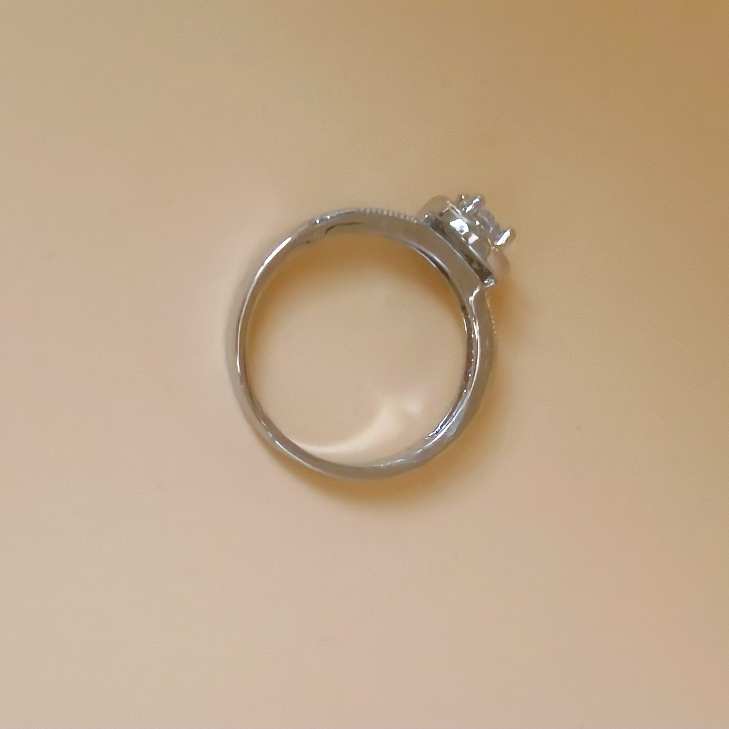 Cubic Zirconia Round Stone Ring Silver