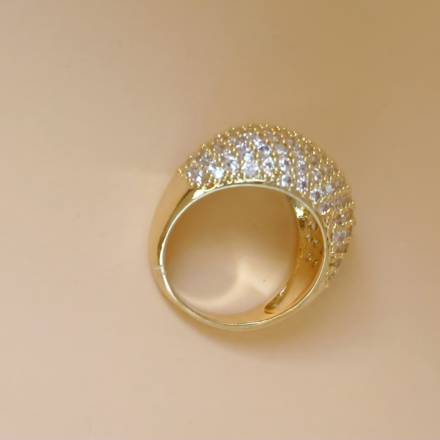 Gold Plated Micro Pave Cubic Zirconia Oval Dome Ring