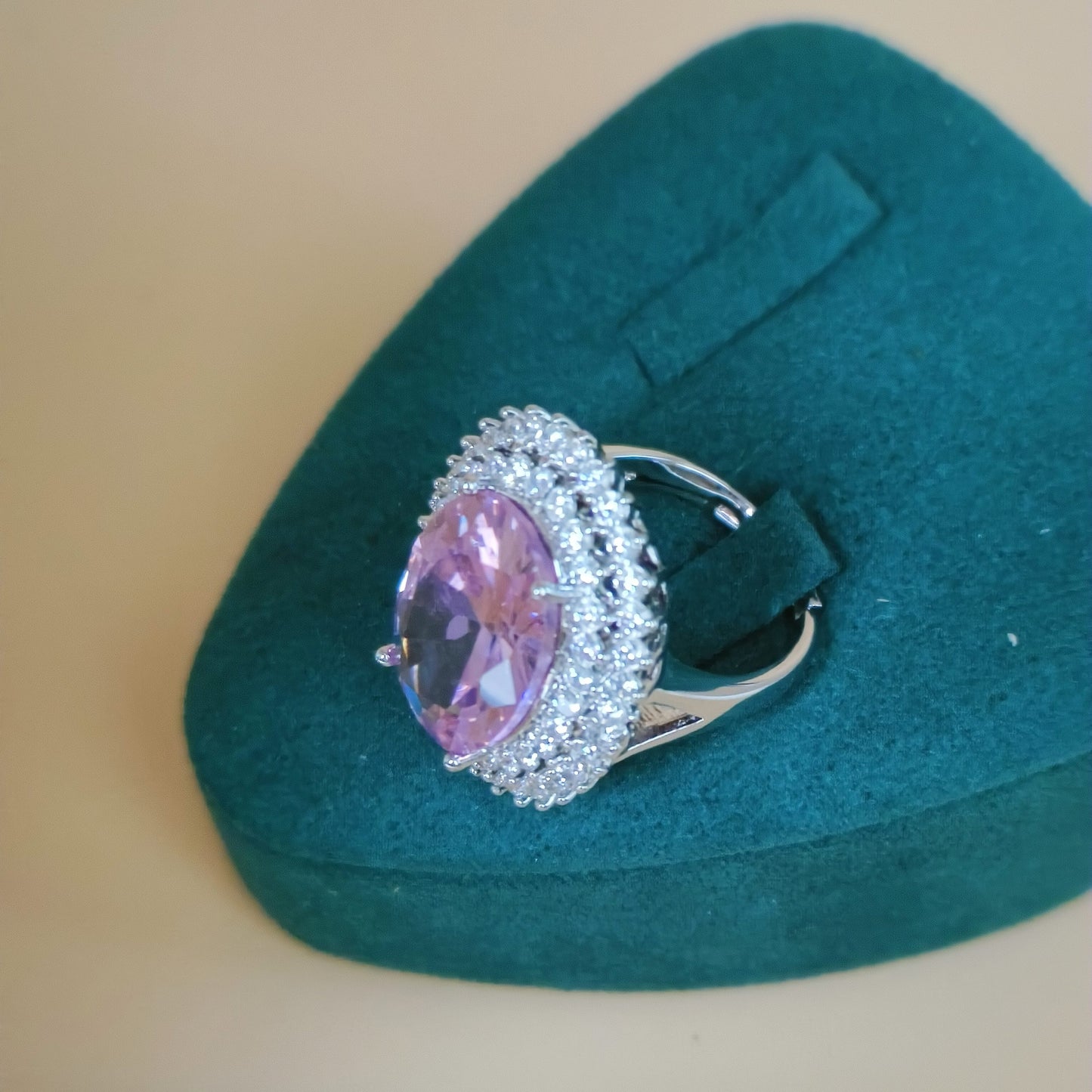 Vintage Pink Cubic Zirconia Cocktail Ring
