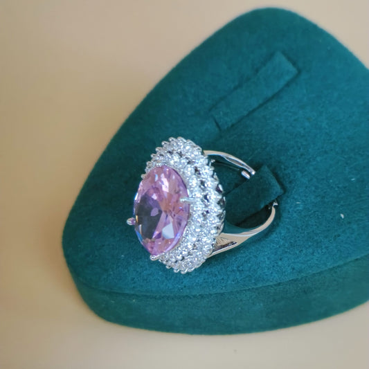 Vintage Pink Cubic Zirconia Cocktail Ring