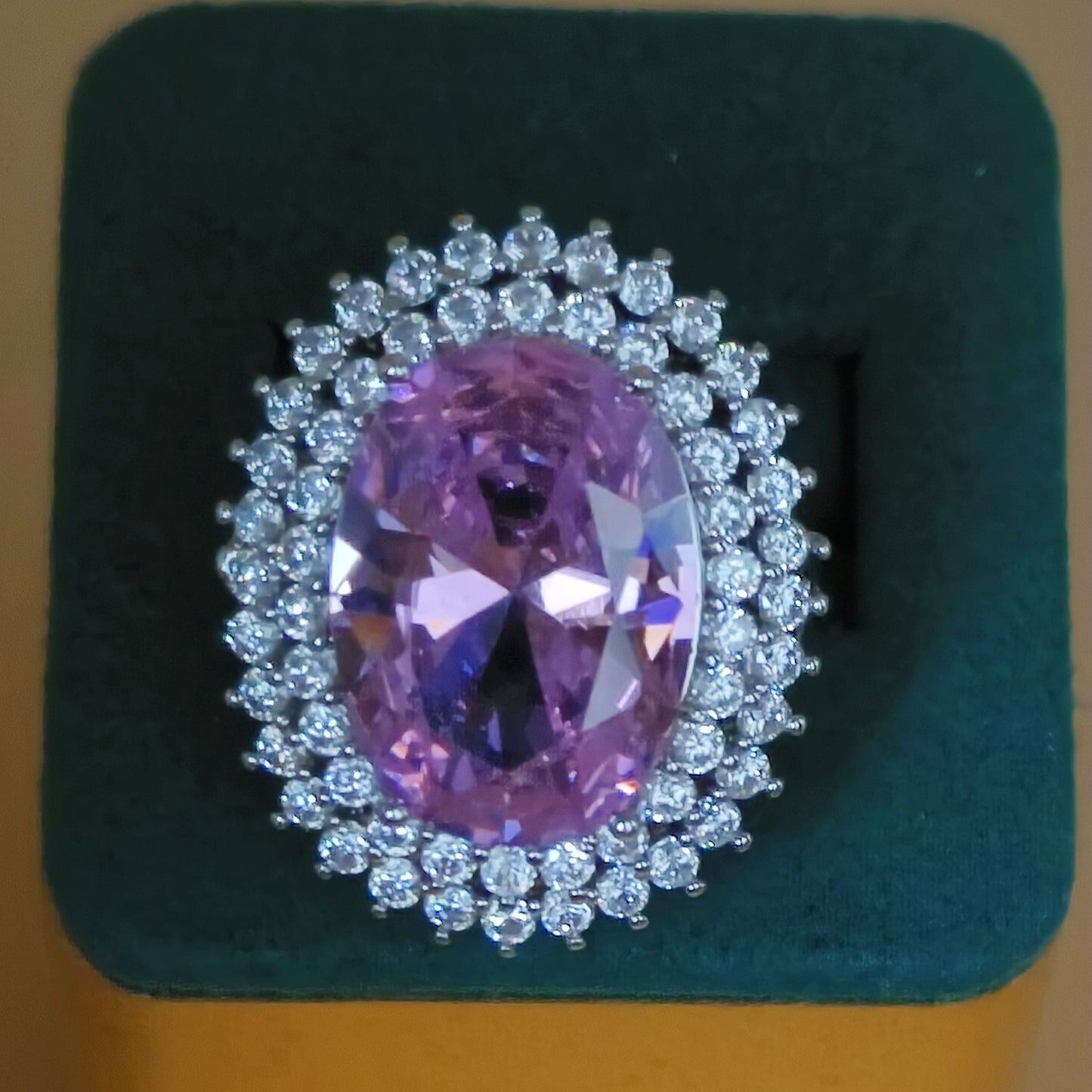 Vintage Pink Cubic Zirconia Cocktail Ring