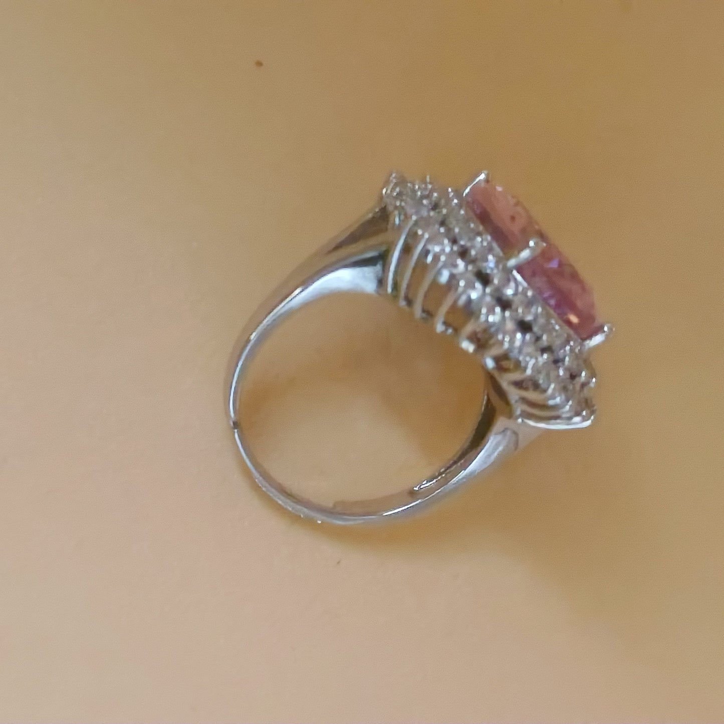 Vintage Pink Cubic Zirconia Cocktail Ring