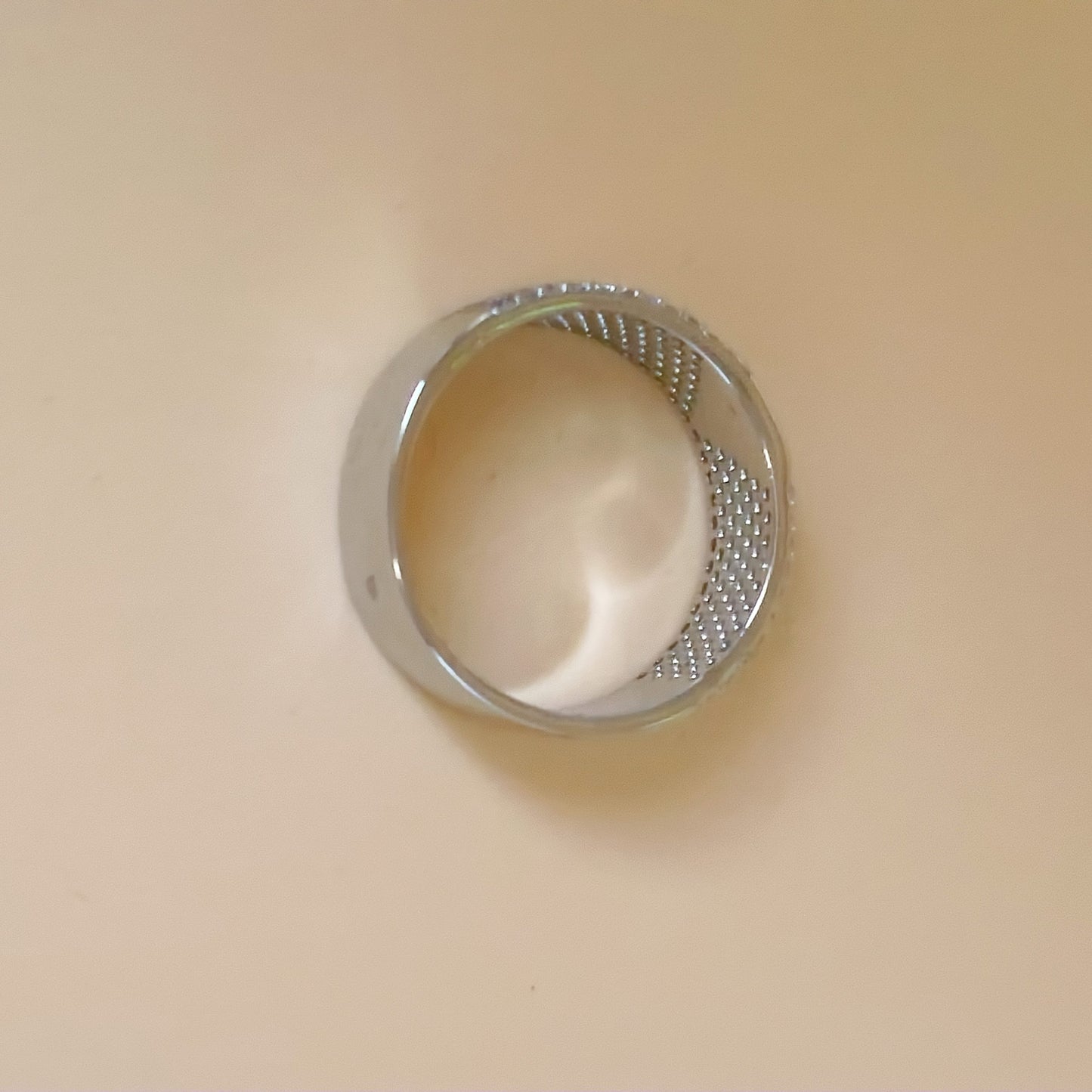 Micro Pave Zircon Silver Color Letter V Ring